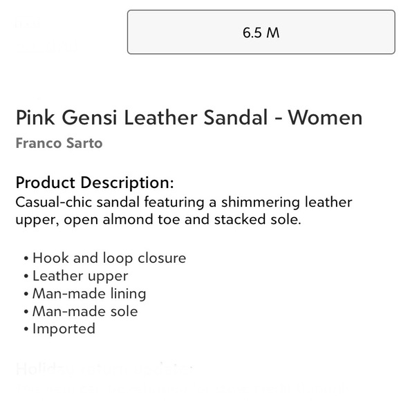 NWT Franco Sarto Pink Gensi Leather Sandals Womens Size 6.5 - Picture 6 of 6